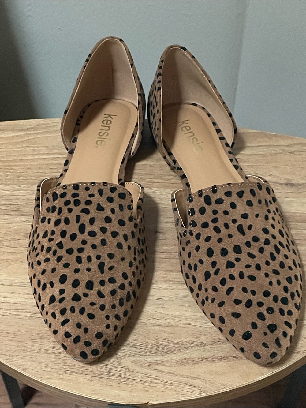kenzie Tan and Black Cheetah Print D'Orsay Flats